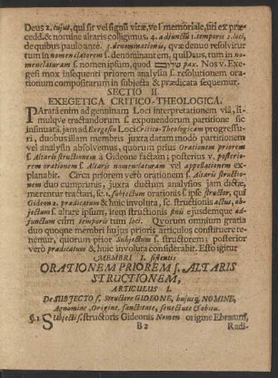 Sectio II. Exegetica Critico-Theologica