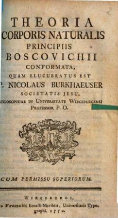 Theoria corporis naturalis principiis Boscovichii conformata