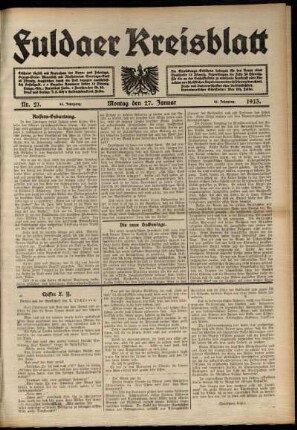 Ausgabe vom Montag, den 27. Januar 1913.
