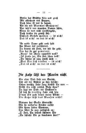 Die Katze läßt das Mausen nicht