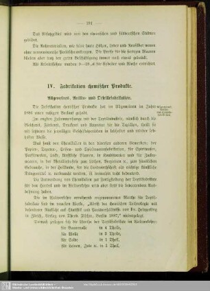 IV. Fabrikation chemischer Produkte