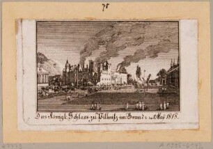Ruine des alten Schlosses in Pillnitz nach dem Brand am 1. Mai 1818
