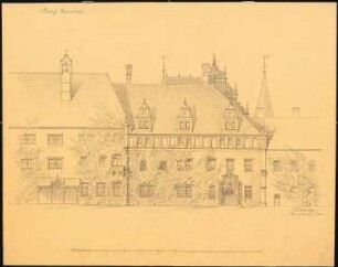Schloss Carolath bei Beuthen/Oder Umbau: Aufriss Hofseite, Maßstabsleiste
