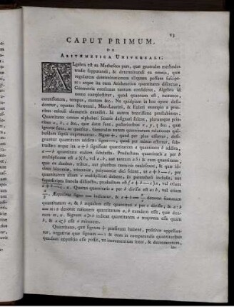 Caput Primum. De Arithmetica Universali.
