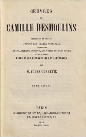 Oeuvres de Camille Desmoulins. 2