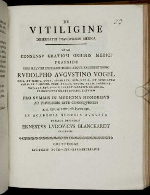De Vitiligine : Dissertatio Inavgvralis Medica