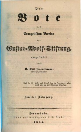 Der Bote des Evangelischen Vereins der Gustav-Adolf-Stiftung. 2. 1844