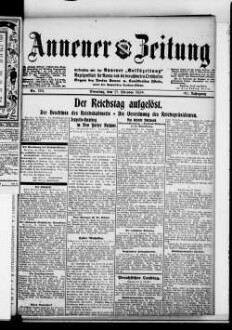 Annener Zeitung : verbunden mit der Annener Volkszeitung : Anzeigenblatt für Witten-Annen und die Stadtteile Rüdinghausen, Stockum und Düren