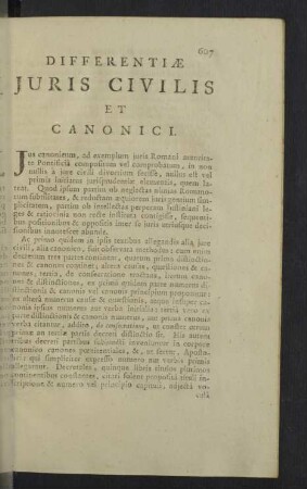 Differentiae Juris Civilis et Canonici.