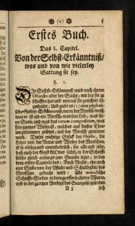 5-10, Das I. Capitel. Von der Selbst-Erkänntniß / was und von wie vielerley Gattung sie sey.