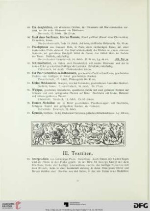III. Textilien (Nr. 98-108)
