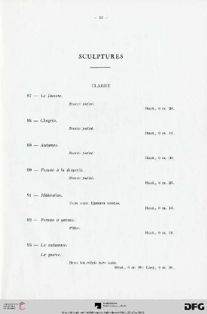 Sculptures (Nr. 87-95)