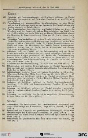 Dosen (Nr. 577-589)