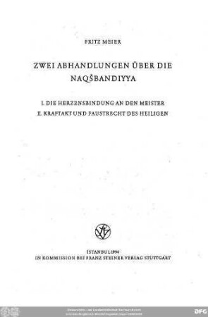 Zwei Abhandlungen über die Naqšbandiyya