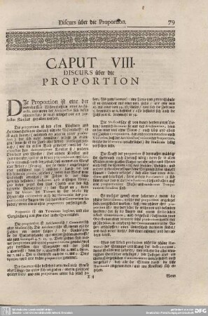 Caput VIII. Discurs über die Proportion.