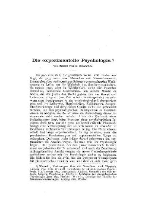 Die experimentelle Psychologie