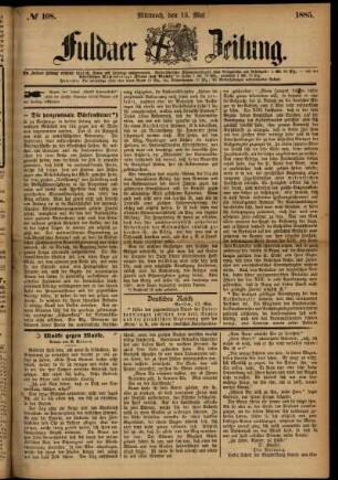 Ausgabe vom Mittwoch, den 13. Mai 1885.