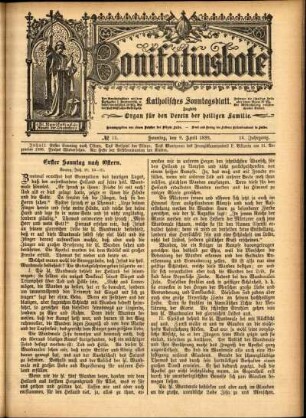 Erste Ausgabe vom Sonntag, den 09. April 1899.