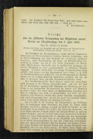 Bericht über die Züllchower Versammlung von Mitgliedern unseres Vereins am Pfingstdienstage, den 2. Juni 1868 : (verfaßt auf Grund des Protokolls und mit Benutzung des Referats in der Pädagogischen Zeitung von Mensch. 1868, Nr. 24)