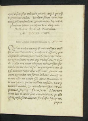Ioan. Caselius Ioachimo Bassevitio S. D.