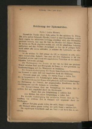 Erklärung der Ephemeriden.