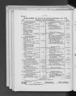 Anlage 7. Pensions=Kasse des Vereins für Handlungs=Commis von 1858.