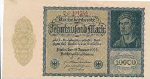 Zahlungsmittel / Reichsbanknote / Zehntausend Mark