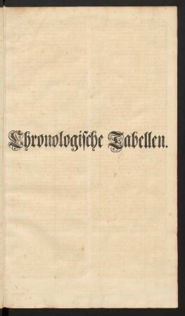 Chronologische Tabellen
