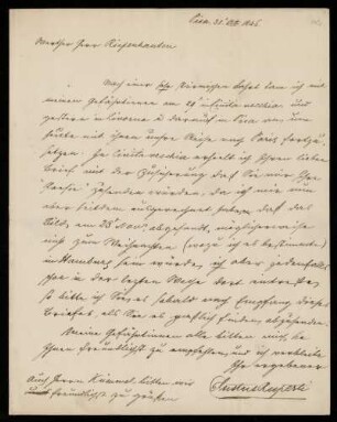 Briefe von Justus Carl Wilhelm Ruperti an Johannes Riepenhausen, Pisa, 31.10.1846 - 5.9.1856