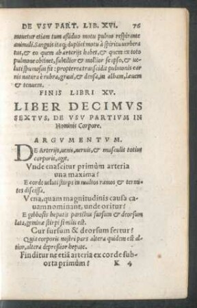 Liber Decimus Sextus, De Usu Partium In Hominis Corpore.