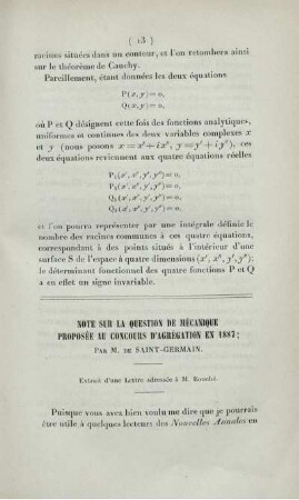 Note sur la question de mécanique proposée au concours d'agrégation en 1887.