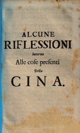 Alcune Riflessioni Intorno Alle cose presenti Della Cina