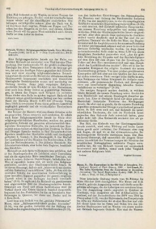 813-814 [Rezension] Eichrodt, Walther, Religionsgeschichte Israels