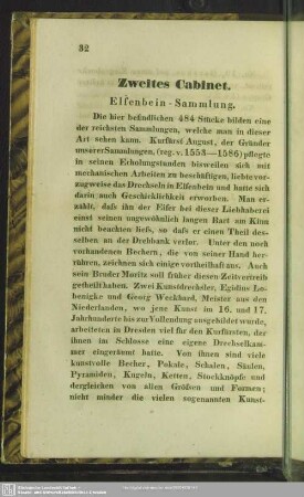 Zweites Cabinet. Elfenbein-Sammlung