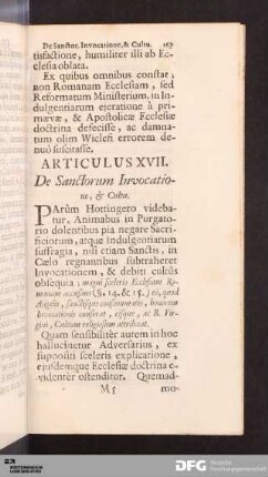 Articulus XVII. De Sanctorum Invocatione, & Cultu.