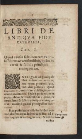 Libri De Antiqua Fide Catholica.