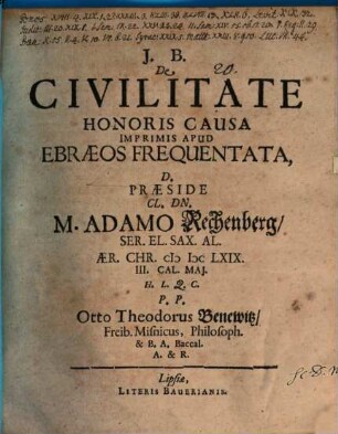 De civilitate honoris causa inprimis apud Ebraeos frequentata