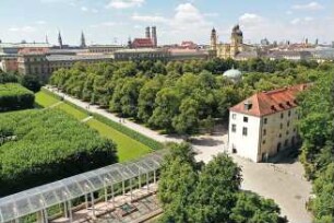 Hansjakob, Gottfried; München, Englischer Garten; Altstadtring, Königinstraße, Hofgarten, Finanzgarten, Englischer Garten, Staatskanzlei, Haus der Kunst, Prinz Carl Palais - Luftbild