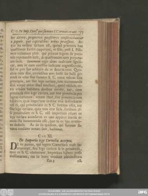 Cap. XI. De Imperio lege Cornelia accepto.