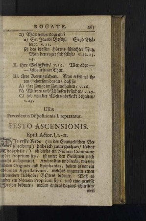 Festo Ascensionis. [u.a.]
