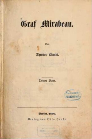Graf Mirabeau : Von Theodor Mundt. 3