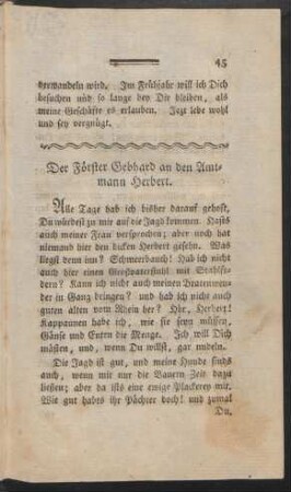 Der Förster Gebhard an den Amtmann Herbert.