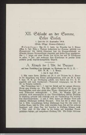 XII. Schlacht an der Somme, erster Einsatz