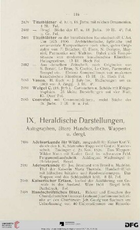 IX. Heraldische Darstellungen (Nr. 2486-2508)
