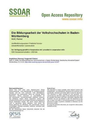 Die Bildungsarbeit der Volkshochschulen in Baden-Württemberg