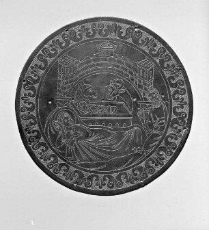 Der Radleuchter Friedrich Barbarossas — Platte vom Radleuchter Kaiser Friedrich Barbarossas: Geburt Christi