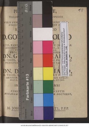 Phoebus Sub Jove : Quum Triumviris Festi Philosophici Solennissimis ... Rectore Magnifico Dn. D. Gothofr. Nicolao Ittigio ... Procancellario Splendidissimo Dn. Gottfr. Oleario ... Decano Spectabili Dn. D. Joh. Cypriano ... In Academia Lipsiensi Pridie Non. Feb. A.C. M. DC. VI. Ceremoniis A Majoribus Acceptis Bonarum Artium Et Philosophiæ Doctores, Id Est, Magistri Publice Renunciarentur, Visus Et Decantatus