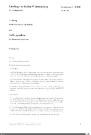 Antrag der FDP: Korruption