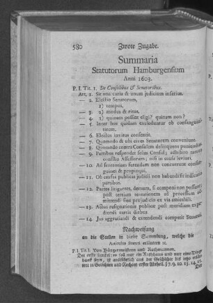 Summaria Statutorum Hamburgensium Anni 1603.