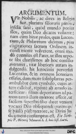 Argumentum; Musica.